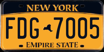 NY license plate FDG7005