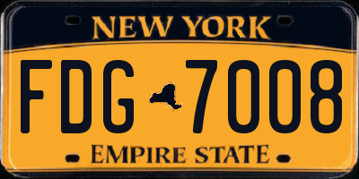 NY license plate FDG7008