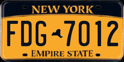 NY license plate FDG7012