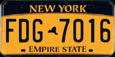 NY license plate FDG7016