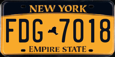 NY license plate FDG7018