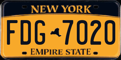 NY license plate FDG7020