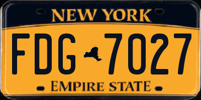 NY license plate FDG7027