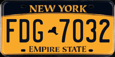NY license plate FDG7032