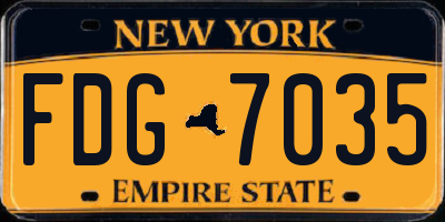 NY license plate FDG7035