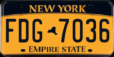 NY license plate FDG7036