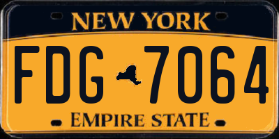 NY license plate FDG7064