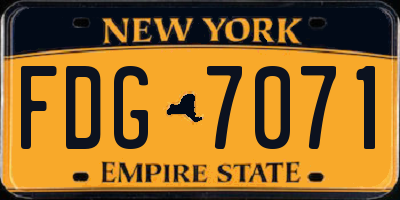 NY license plate FDG7071
