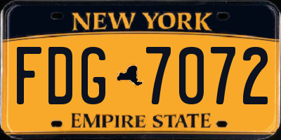 NY license plate FDG7072