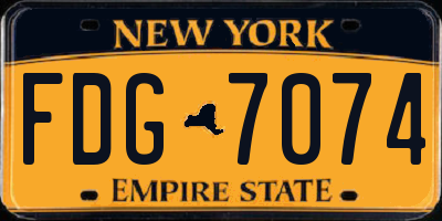 NY license plate FDG7074