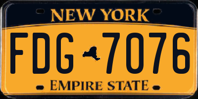 NY license plate FDG7076
