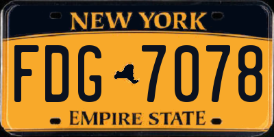 NY license plate FDG7078