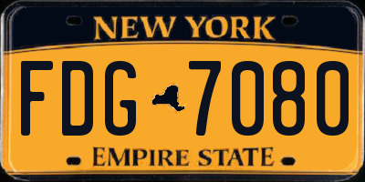 NY license plate FDG7080