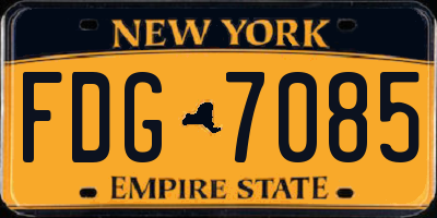 NY license plate FDG7085