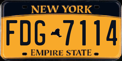 NY license plate FDG7114