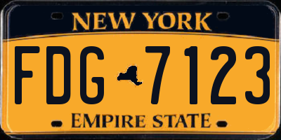 NY license plate FDG7123