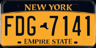 NY license plate FDG7141