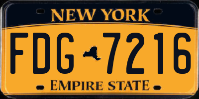 NY license plate FDG7216