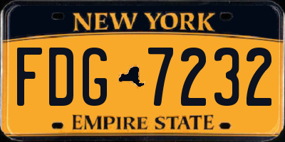 NY license plate FDG7232