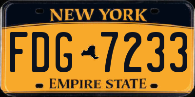 NY license plate FDG7233