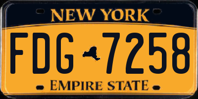 NY license plate FDG7258