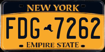 NY license plate FDG7262