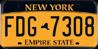 NY license plate FDG7308
