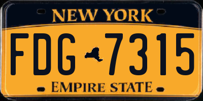 NY license plate FDG7315
