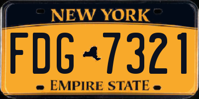 NY license plate FDG7321