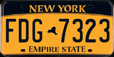 NY license plate FDG7323