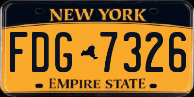 NY license plate FDG7326