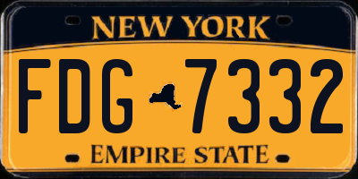 NY license plate FDG7332