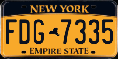 NY license plate FDG7335