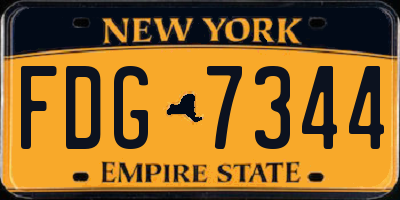 NY license plate FDG7344