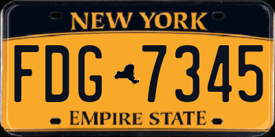 NY license plate FDG7345
