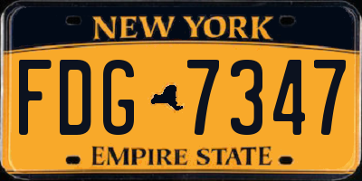 NY license plate FDG7347