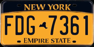 NY license plate FDG7361