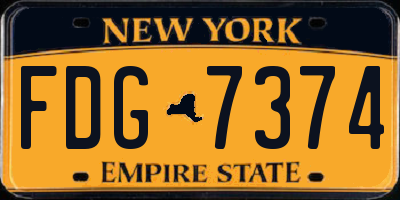 NY license plate FDG7374