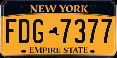 NY license plate FDG7377