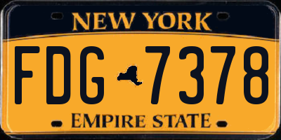 NY license plate FDG7378