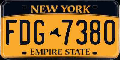 NY license plate FDG7380