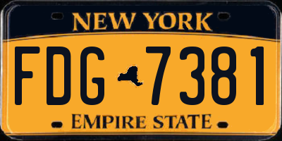 NY license plate FDG7381