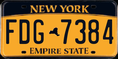 NY license plate FDG7384