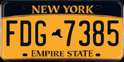 NY license plate FDG7385