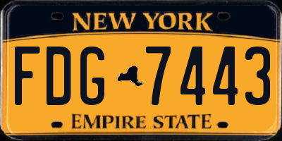 NY license plate FDG7443