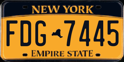 NY license plate FDG7445