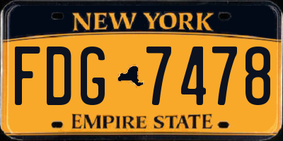 NY license plate FDG7478
