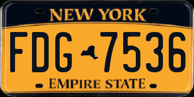 NY license plate FDG7536