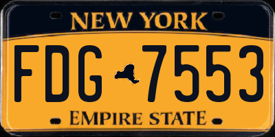 NY license plate FDG7553