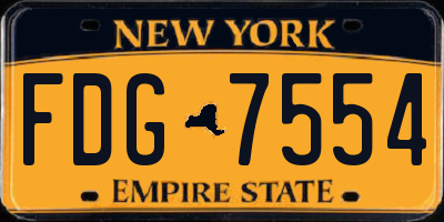 NY license plate FDG7554